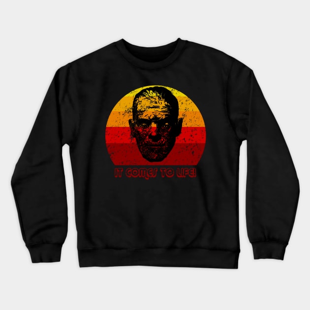 Retro Mummy Sunset Crewneck Sweatshirt by DemTeez